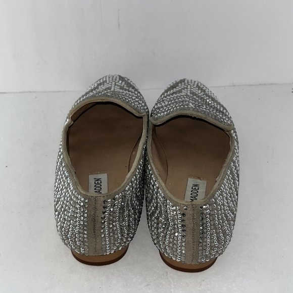 STEVE MADDEN | Women's Concord Pewter Sparkle Rhinestone Gem Loafer Flats Size 6 - Picture 4 of 8